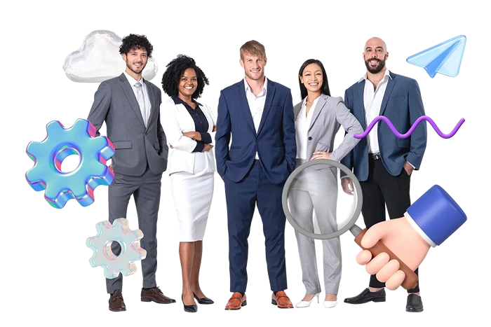 Diverse business team collaborate